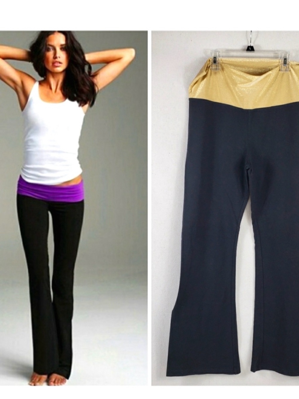 Vintage Victoria’s Secret Moda International Gold Foldover Flare Yoga pants M